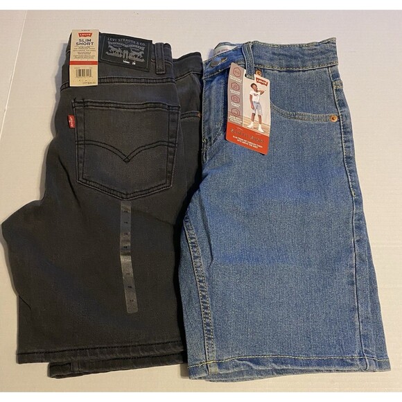 Lot 2 NWT YOUTH KIDS BOYS LEVI'S SLIM SHORTS DRY STRETCH PERFORMANCE SZ 16 (28) - Picture 1 of 16
